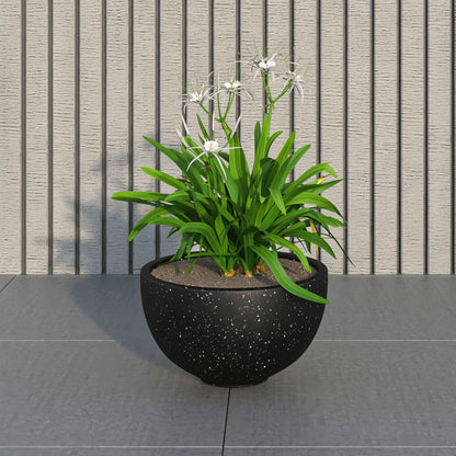 Iris Modern Round Planter Pot in Fiberstone and Clay Weather Resistant Design - Elax Furniture