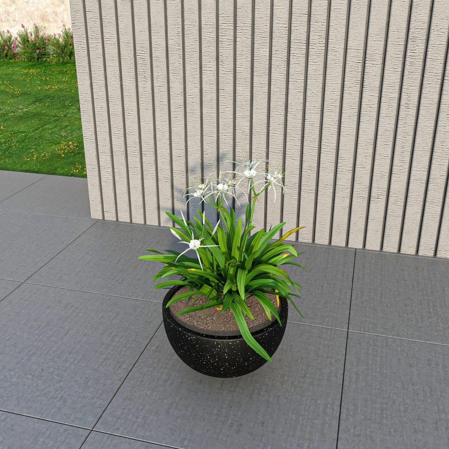 Iris Modern Round Planter Pot in Fiberstone and Clay Weather Resistant Design - Elax Furniture