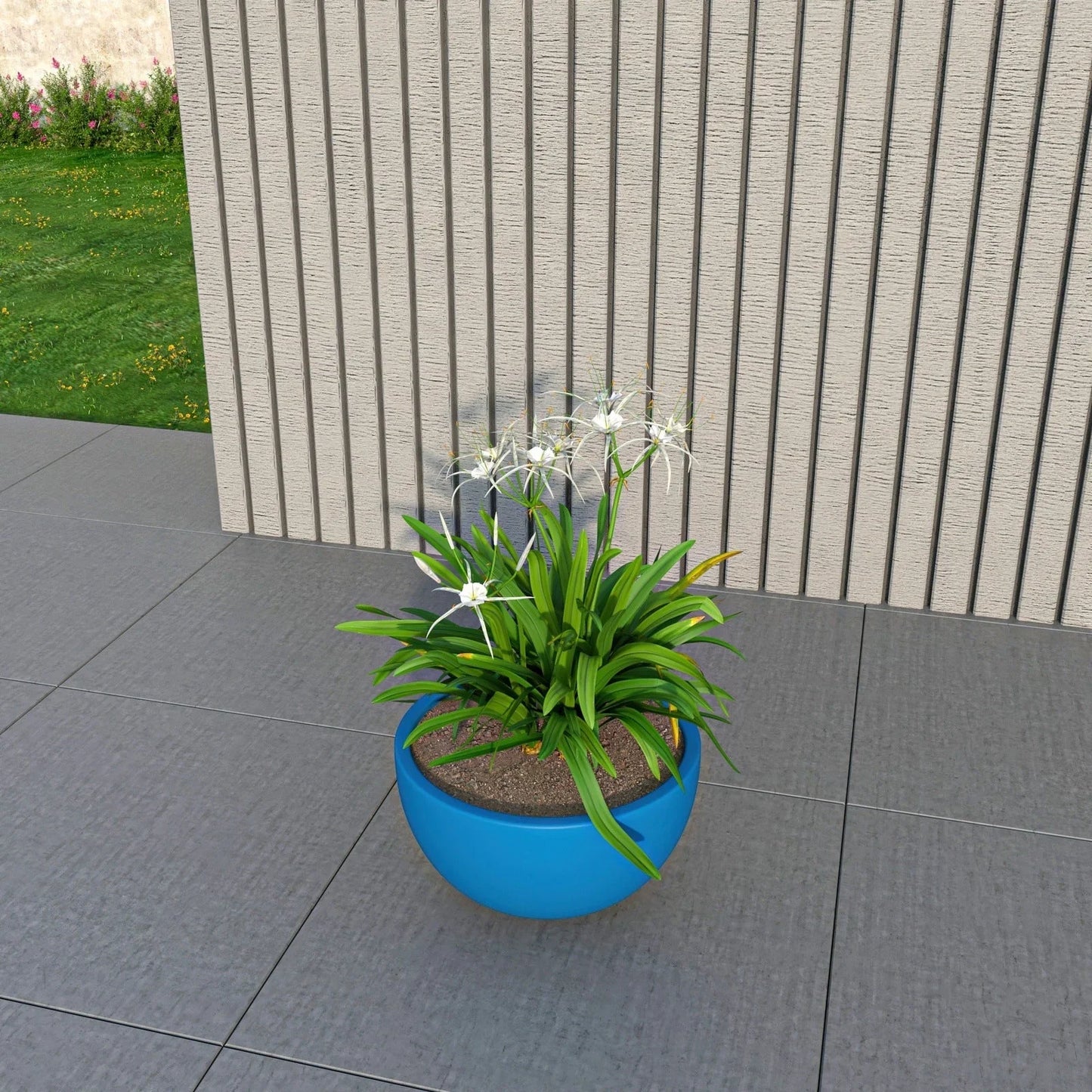 Iris Modern Round Planter Pot in Fiberstone and Clay Weather Resistant Design - Elax Furniture