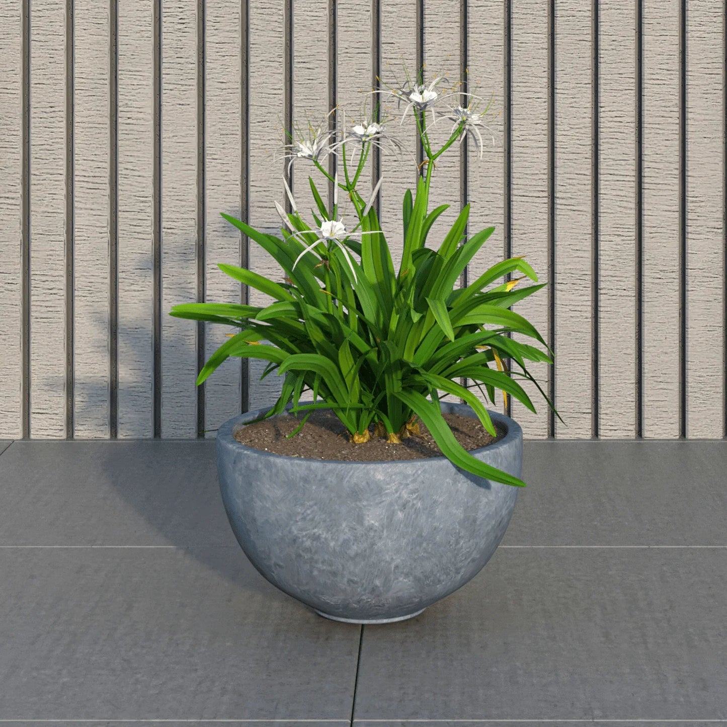 Iris Modern Round Planter Pot in Fiberstone and Clay Weather Resistant Design - Elax Furniture