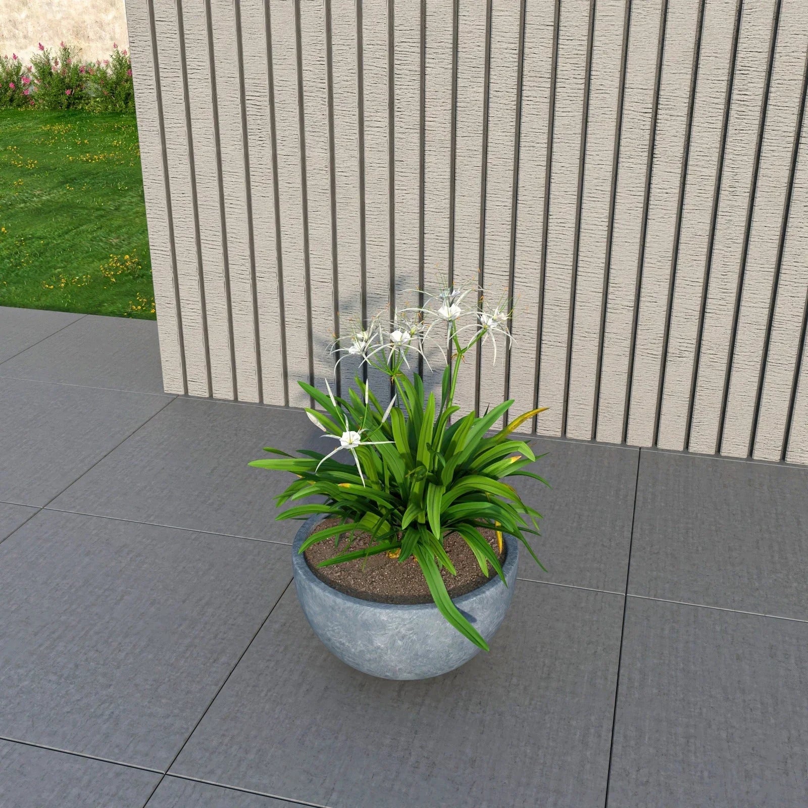 Iris Modern Round Planter Pot in Fiberstone and Clay Weather Resistant Design - Elax Furniture