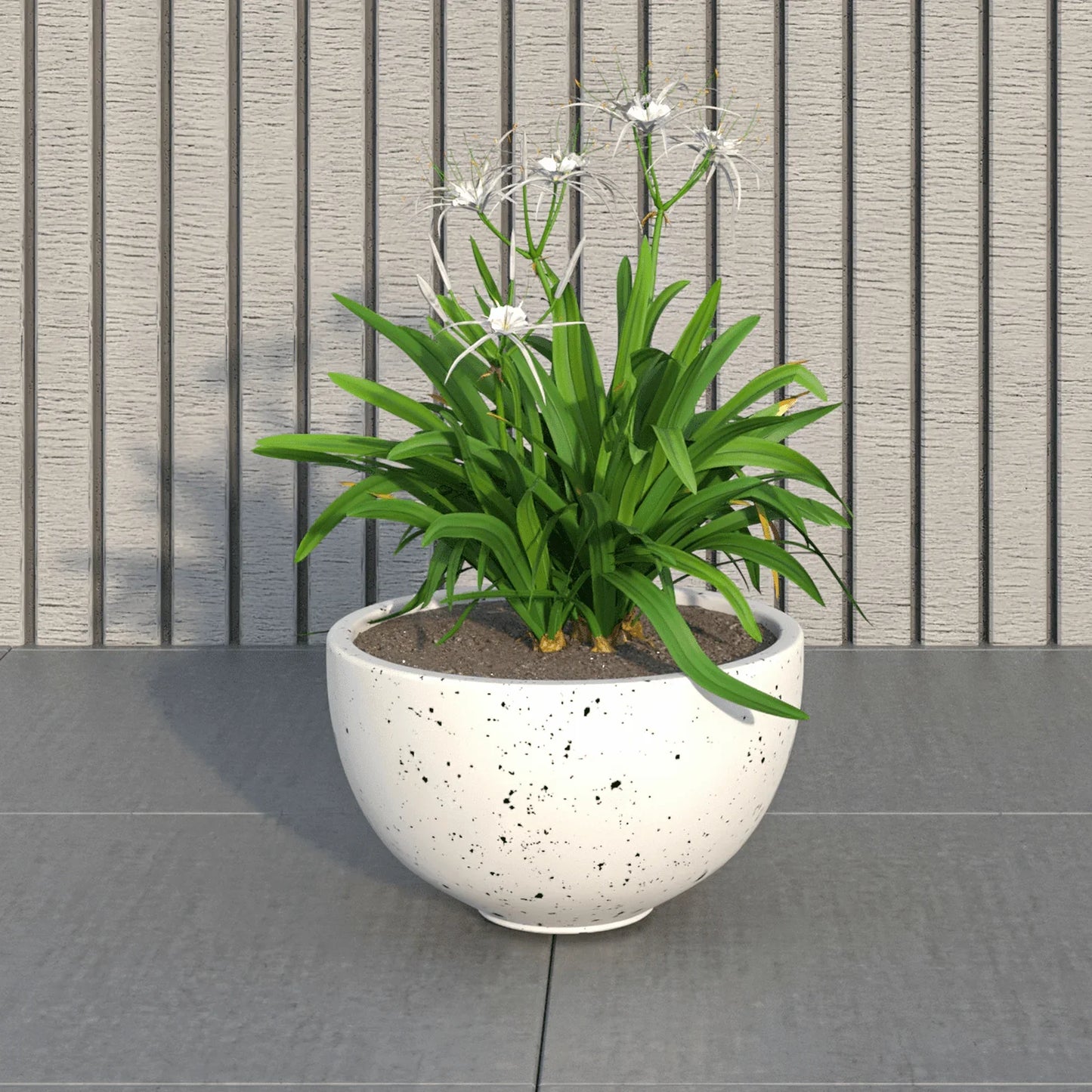 Iris Modern Round Planter Pot in Fiberstone and Clay Weather Resistant Design - Elax Furniture
