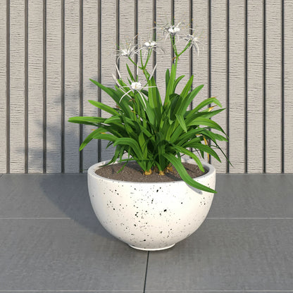 Iris Modern Round Planter Pot in Fiberstone and Clay Weather Resistant Design - Elax Furniture