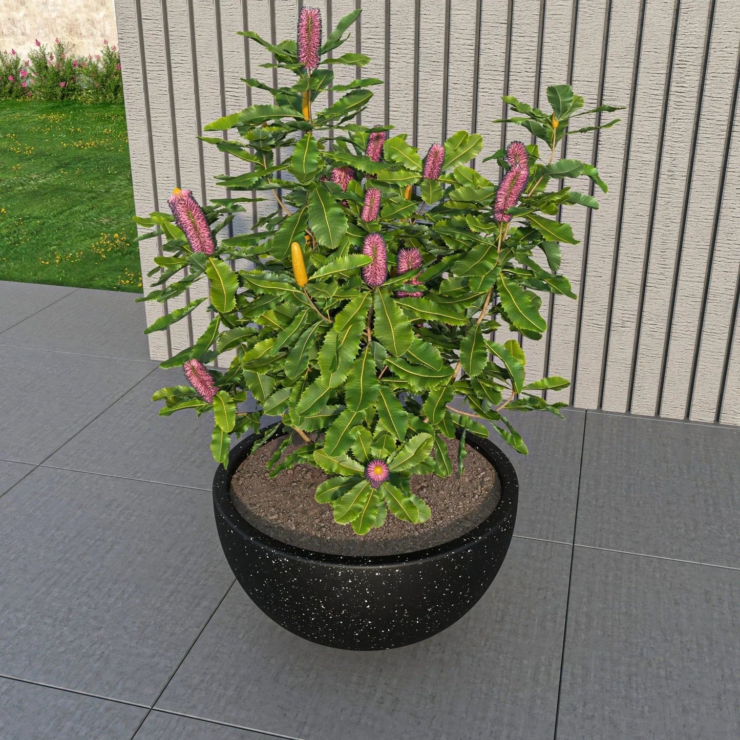 Iris Modern Round Planter Pot in Fiberstone and Clay Weather Resistant Design - Elax Furniture