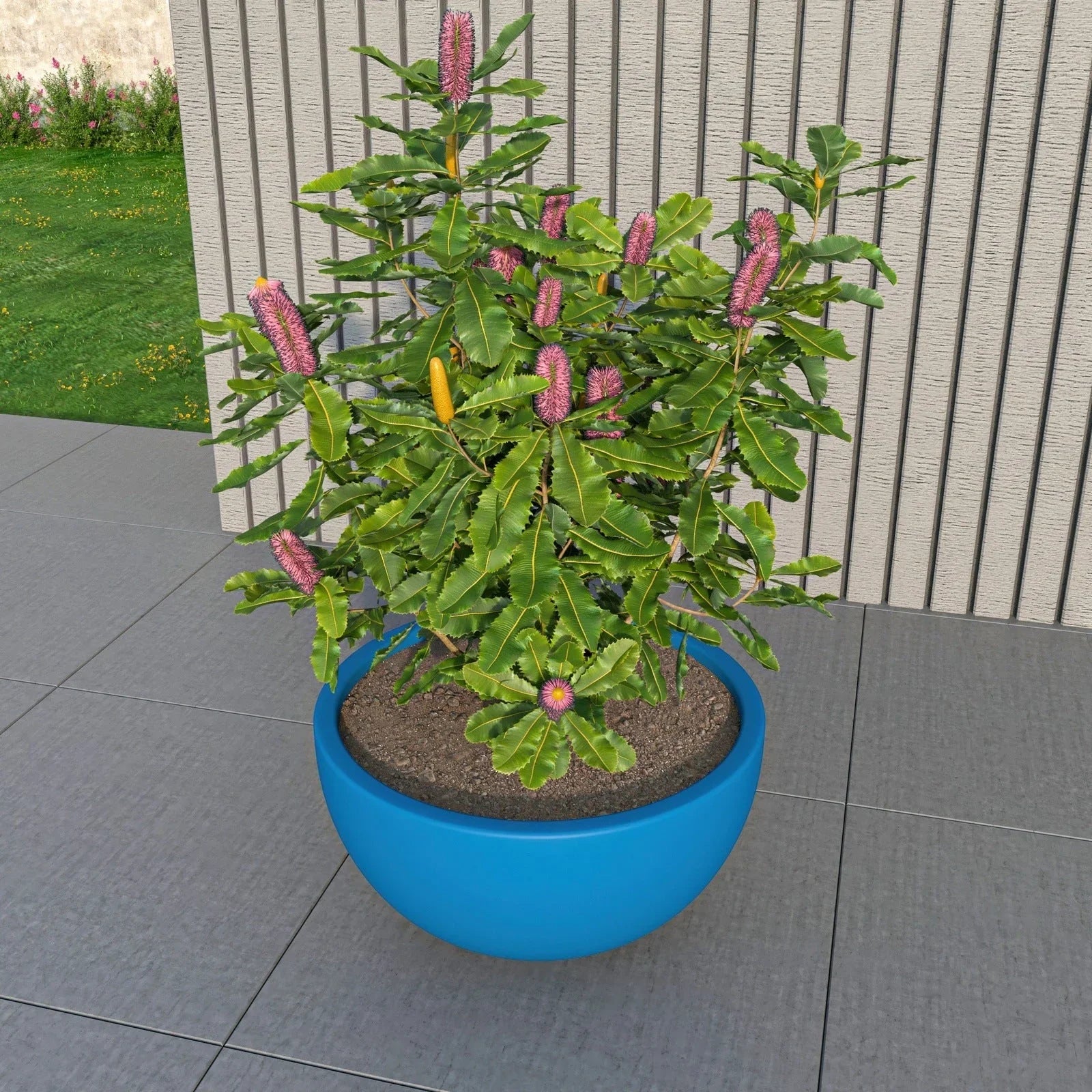 Iris Modern Round Planter Pot in Fiberstone and Clay Weather Resistant Design - Elax Furniture