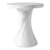 Isidra 19" Round Fiberstone Side Table with Marble-Inspired Finish and Flared Pedestal Base