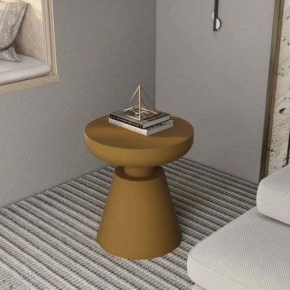 Isle Minimalist Side Table with Round Fiberstone Tabletop Accent Table and Pedestal Base - Elax Furniture