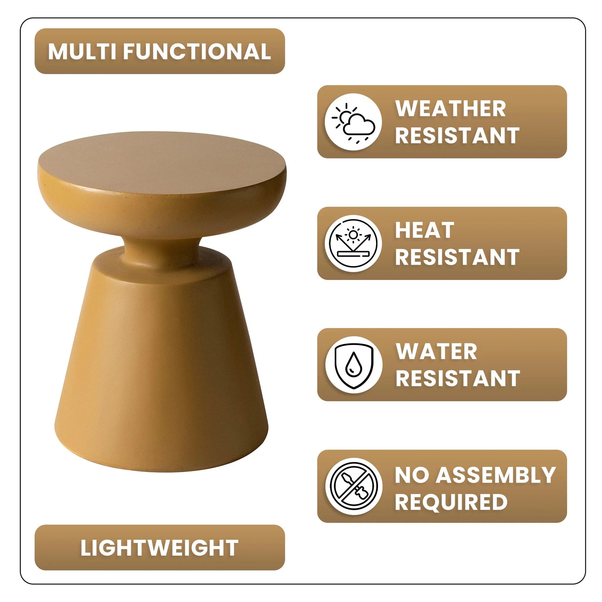 Isle Minimalist Side Table with Round Fiberstone Tabletop Accent Table and Pedestal Base - Elax Furniture