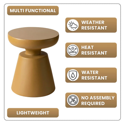 Isle Minimalist Side Table with Round Fiberstone Tabletop Accent Table and Pedestal Base - Elax Furniture