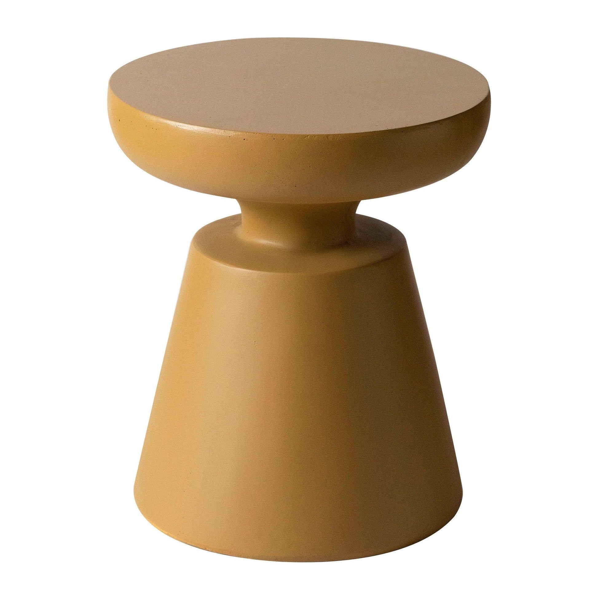 Isle Minimalist Side Table with Round Fiberstone Tabletop Accent Table and Pedestal Base - Elax Furniture