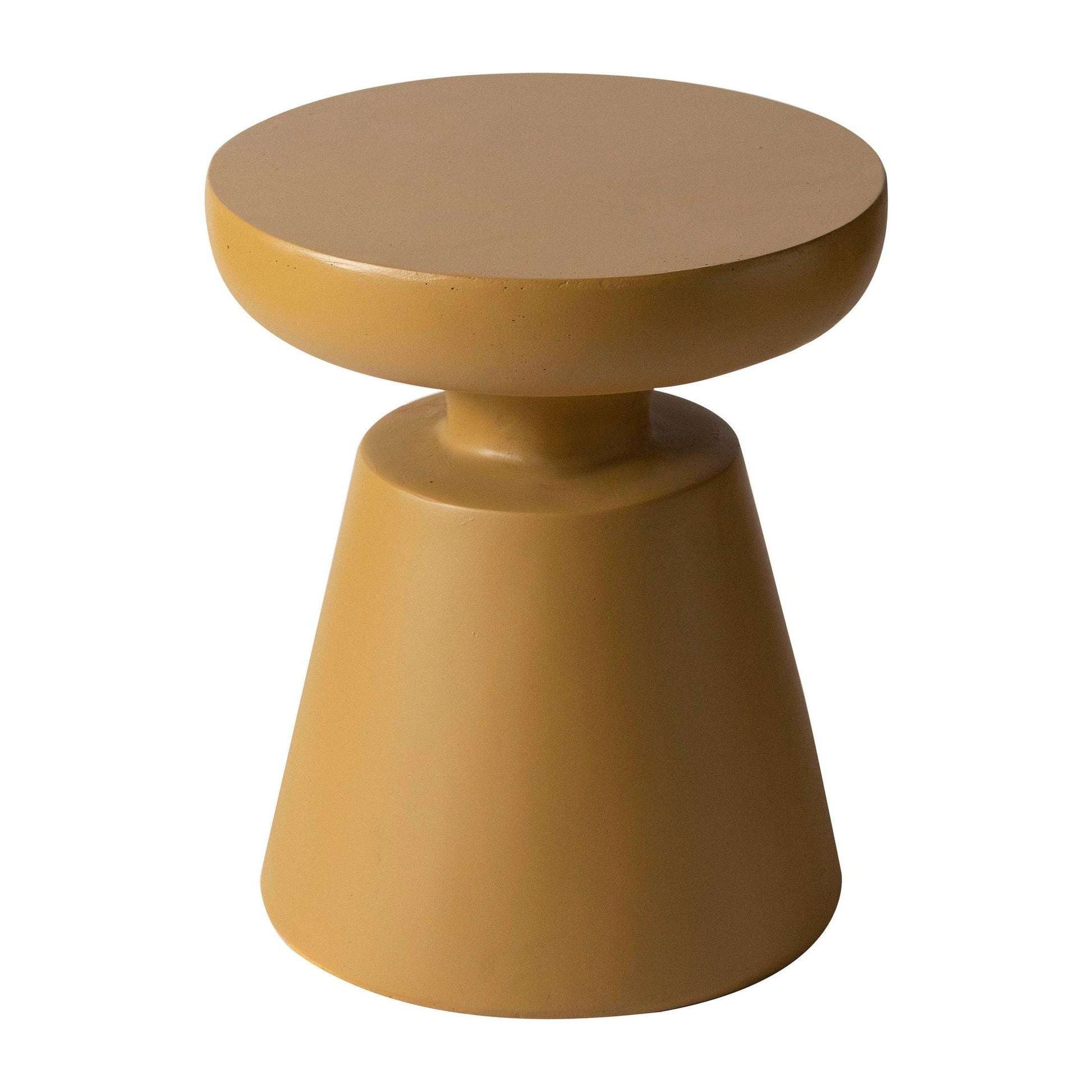Isle Minimalist Side Table with Round Fiberstone Tabletop Accent Table and Pedestal Base - Elax Furniture