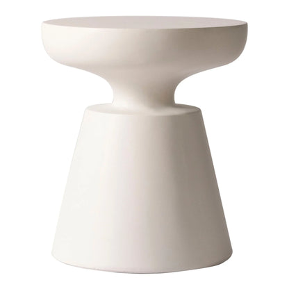 Isle Minimalist Side Table with Round Fiberstone Tabletop Accent Table and Pedestal Base - Elax Furniture