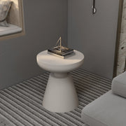 Isle Minimalist Side Table with Round Fiberstone Tabletop Accent Table and Pedestal Base - Elax Furniture