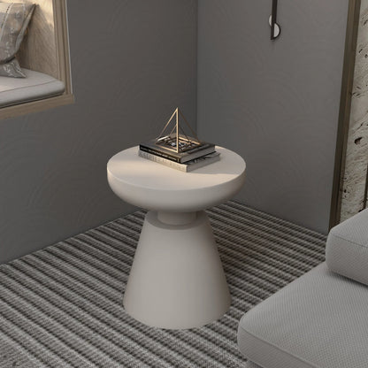 Isle Minimalist Side Table with Round Fiberstone Tabletop Accent Table and Pedestal Base - Elax Furniture