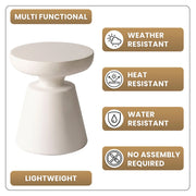 Isle Minimalist Side Table with Round Fiberstone Tabletop Accent Table and Pedestal Base - Elax Furniture