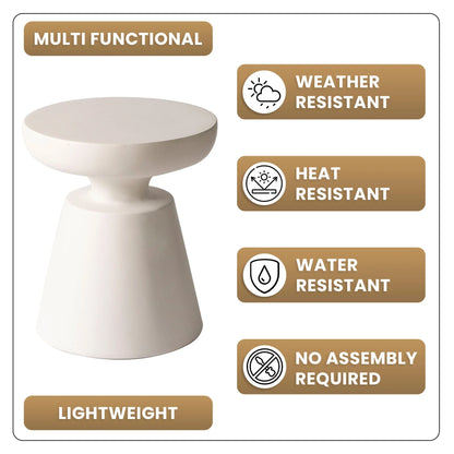 Isle Minimalist Side Table with Round Fiberstone Tabletop Accent Table and Pedestal Base - Elax Furniture