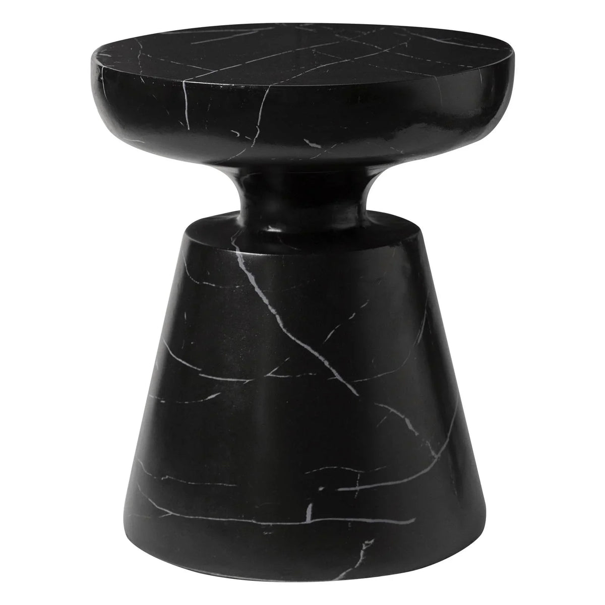 Isle Minimalist Side Table with Round Fiberstone Tabletop Accent Table and Pedestal Base - Elax Furniture