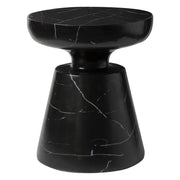 Isle Minimalist Side Table with Round Fiberstone Tabletop Accent Table and Pedestal Base - Elax Furniture