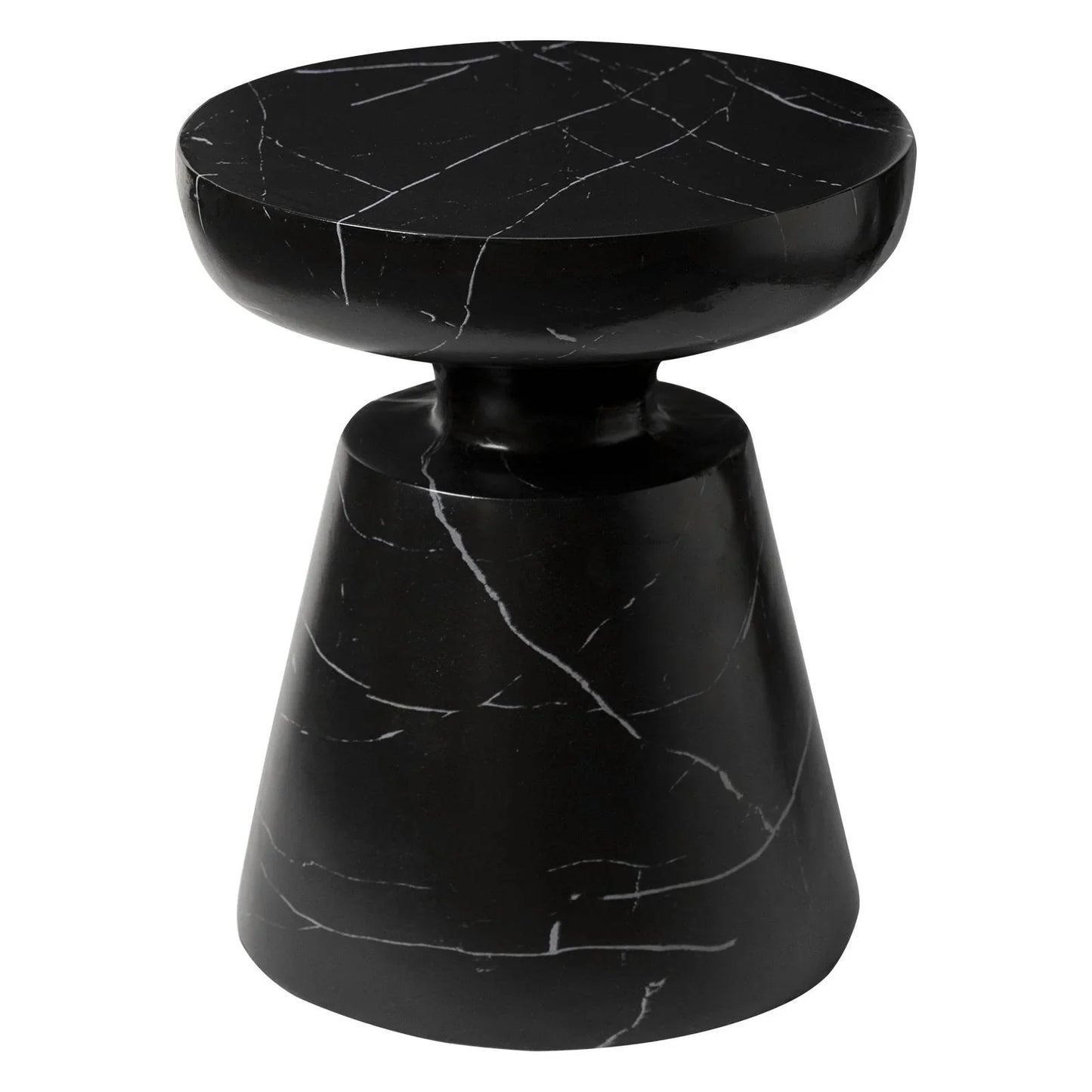 Isle Minimalist Side Table with Round Fiberstone Tabletop Accent Table and Pedestal Base - Elax Furniture