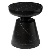Isle Minimalist Side Table with Round Fiberstone Tabletop Accent Table and Pedestal Base - Elax Furniture