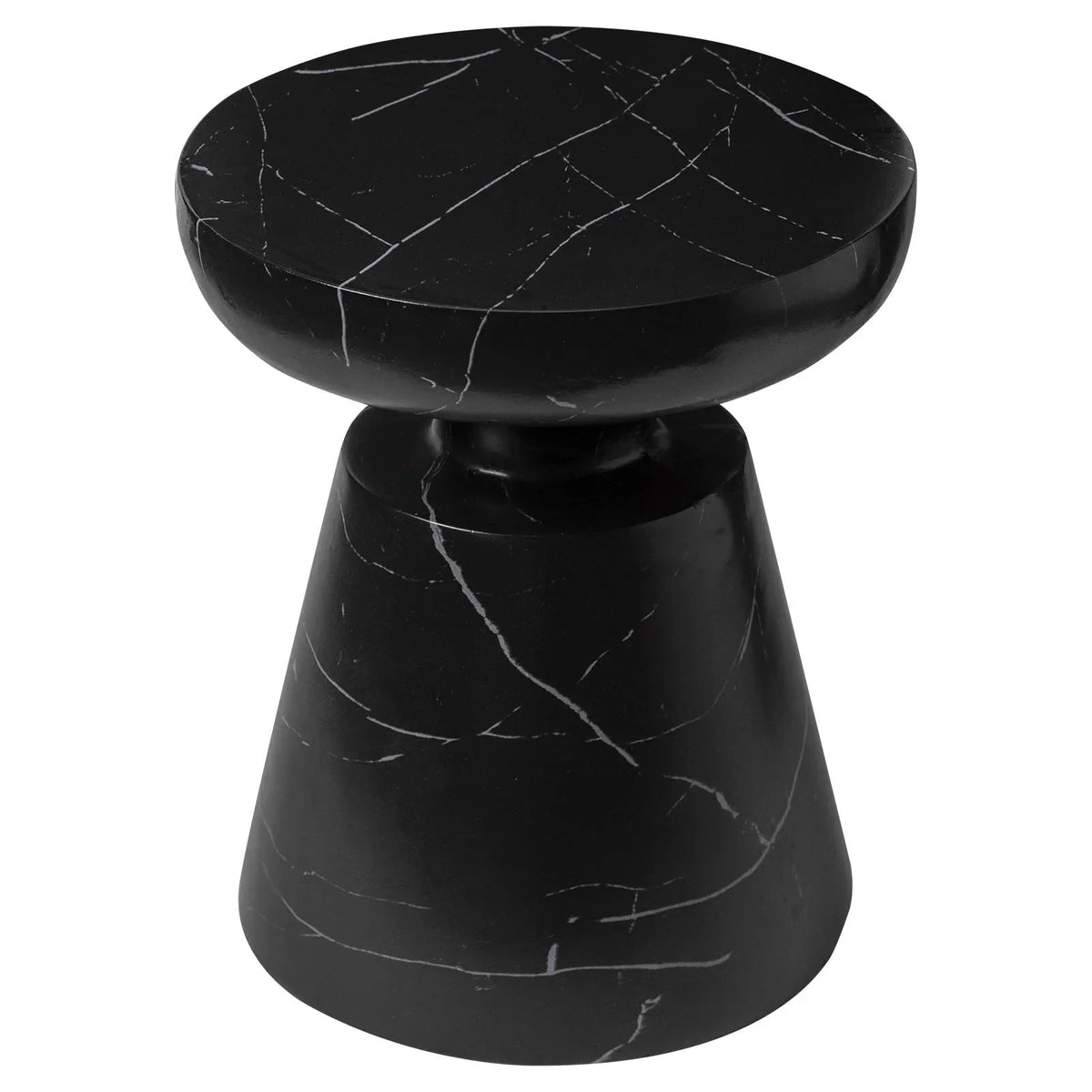 Isle Minimalist Side Table with Round Fiberstone Tabletop Accent Table and Pedestal Base - Elax Furniture