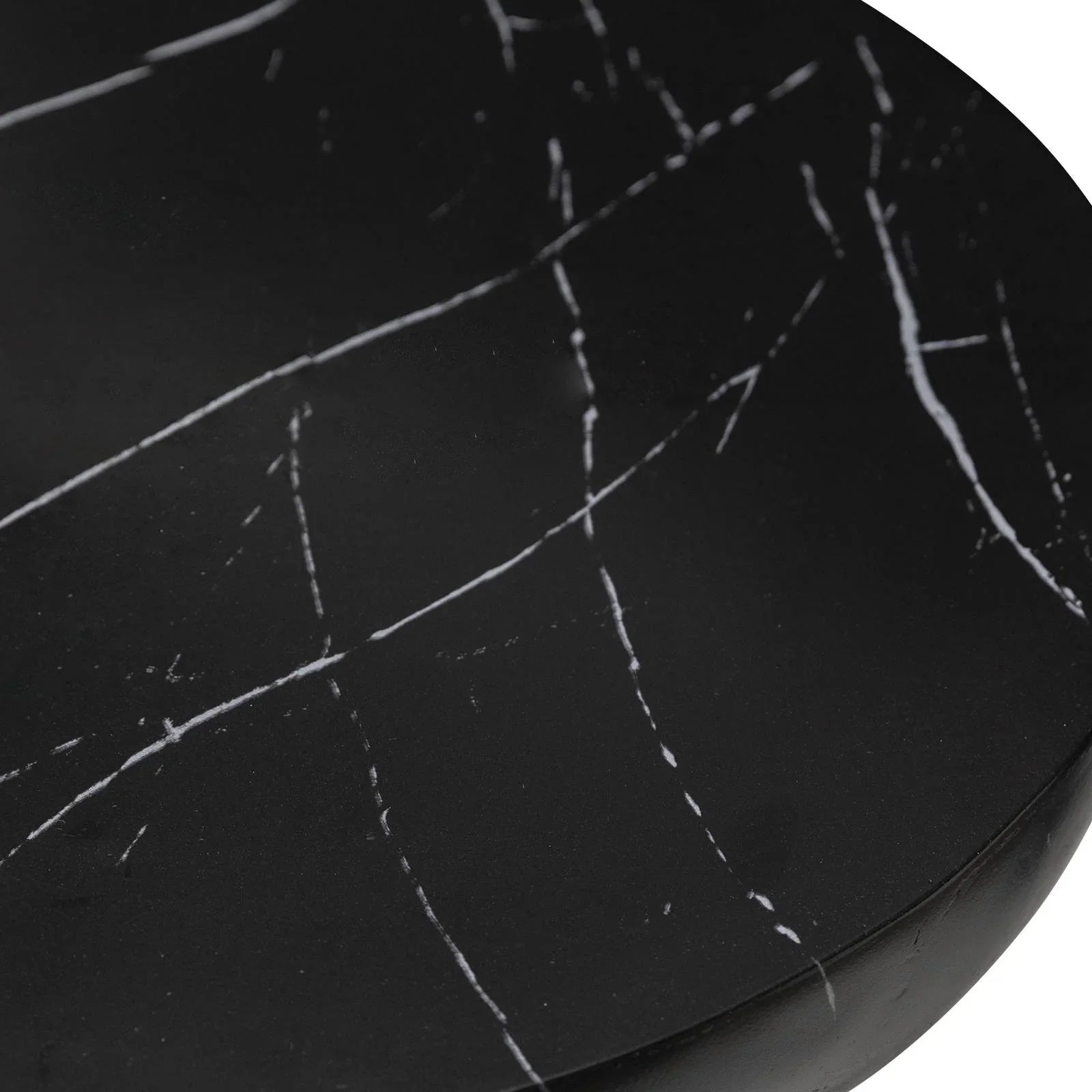 Isle Minimalist Side Table with Round Fiberstone Tabletop Accent Table and Pedestal Base - Elax Furniture