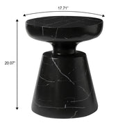 Isle Minimalist Side Table with Round Fiberstone Tabletop Accent Table and Pedestal Base - Elax Furniture