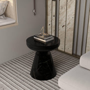 Isle Minimalist Side Table with Round Fiberstone Tabletop Accent Table and Pedestal Base - Elax Furniture