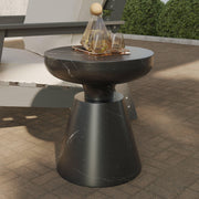 Isle Minimalist Side Table with Round Fiberstone Tabletop Accent Table and Pedestal Base - Elax Furniture