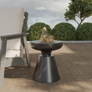 Isle Minimalist Side Table with Round Fiberstone Tabletop Accent Table and Pedestal Base - Elax Furniture