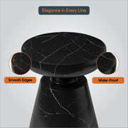 Isle Minimalist Side Table with Round Fiberstone Tabletop Accent Table and Pedestal Base - Elax Furniture