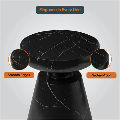 Isle Minimalist Side Table with Round Fiberstone Tabletop Accent Table and Pedestal Base - Elax Furniture