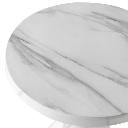 Isidra 19" Round Fiberstone Side Table with Marble-Inspired Finish
