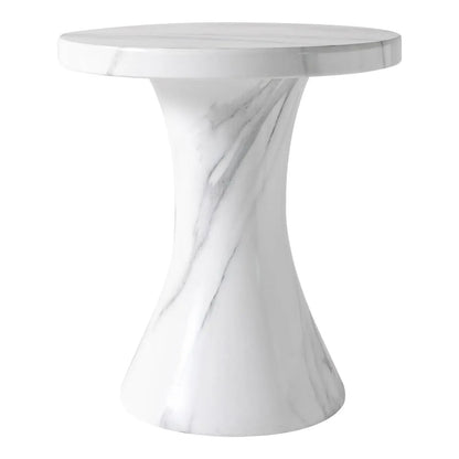 Isidra 19" Round Fiberstone Side Table with Marble-Inspired Finish