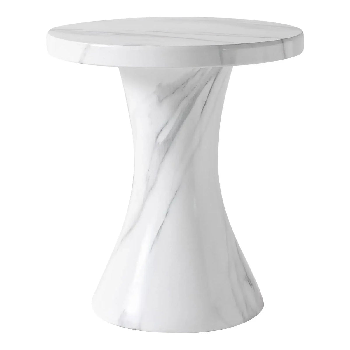 Isidra 19" Round Fiberstone Side Table with Marble-Inspired Finish