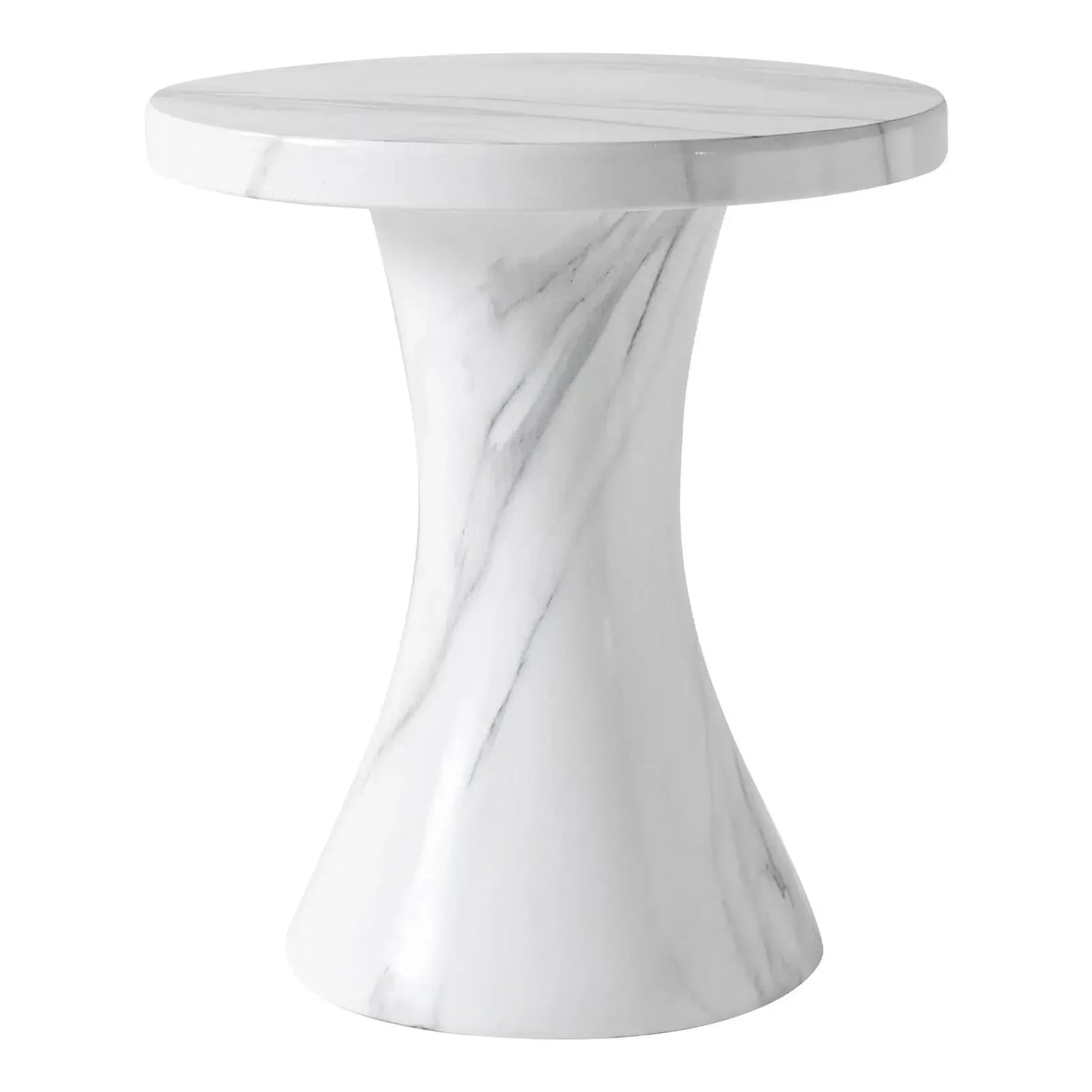 Isidra 19" Round Fiberstone Side Table with Marble-Inspired Finish