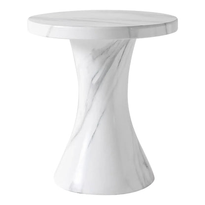 Isidra 19" Round Fiberstone Side Table with Marble-Inspired Finish