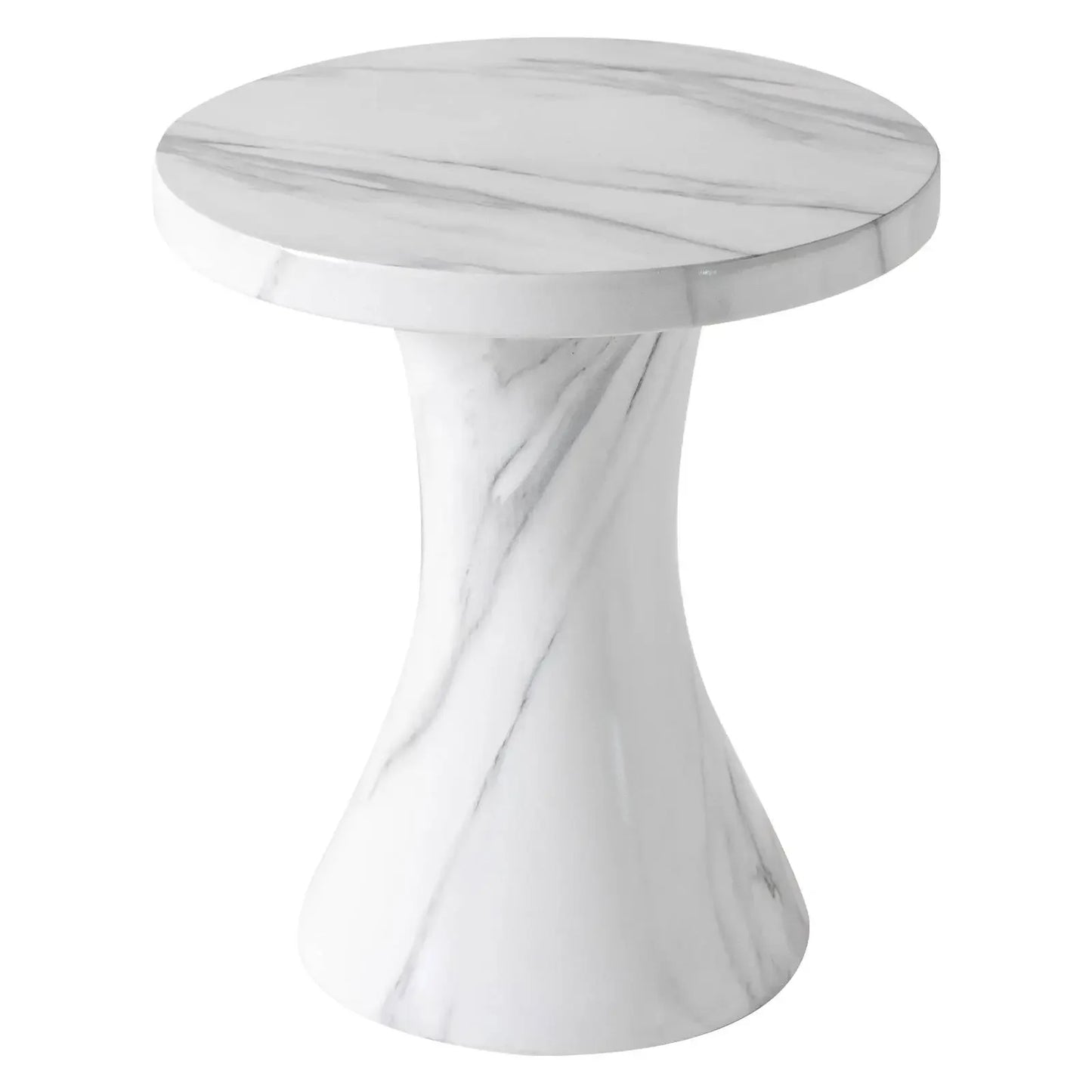 Isidra 19" Round Fiberstone Side Table with Marble-Inspired Finish