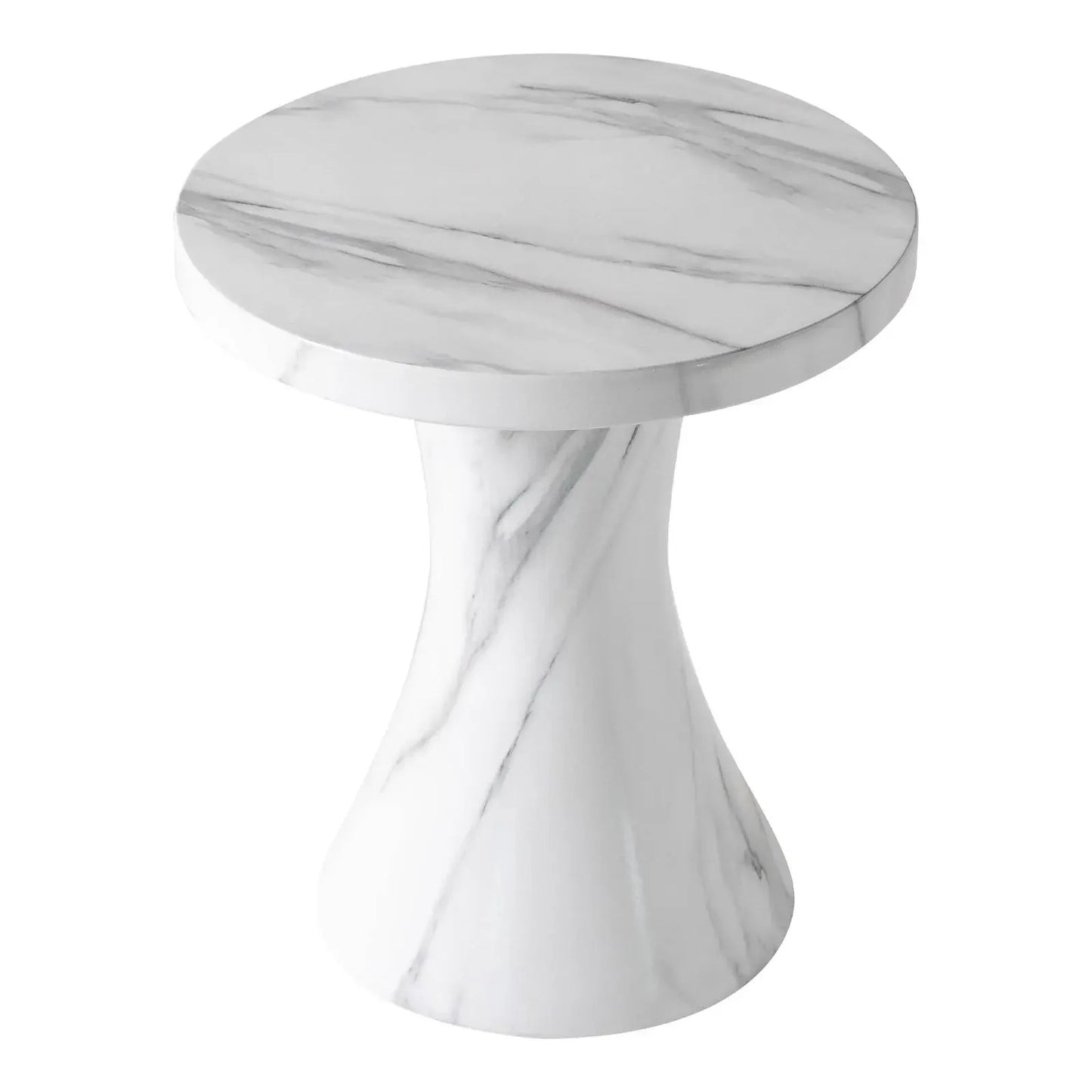 Isidra 19" Round Fiberstone Side Table with Marble-Inspired Finish