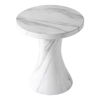 Isidra 19" Round Fiberstone Side Table with Marble-Inspired Finish