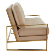 Jefferson 3-Seater Velvet/Leather Full Size Sofa in Stainless Steel - Elax Furniture