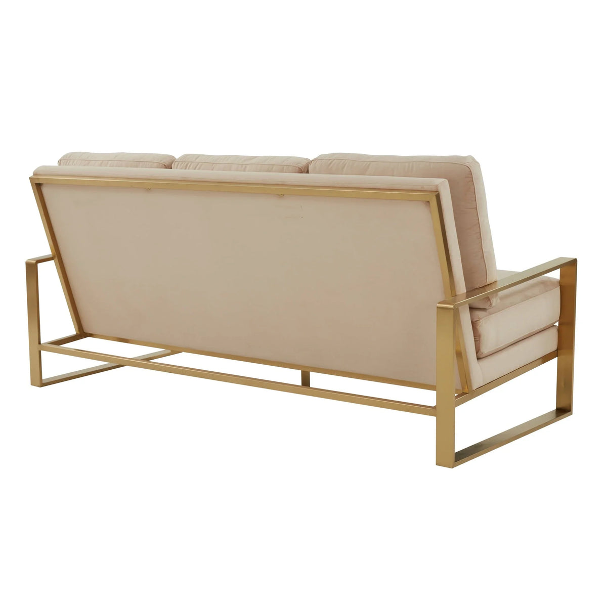 Jefferson 3-Seater Velvet/Leather Full Size Sofa in Stainless Steel - Elax Furniture