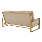 Jefferson 3-Seater Velvet/Leather Full Size Sofa in Stainless Steel - Elax Furniture