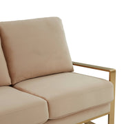 Jefferson 3-Seater Velvet/Leather Full Size Sofa in Stainless Steel - Elax Furniture