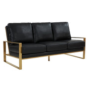 Jefferson 3-Seater Velvet/Leather Full Size Sofa in Stainless Steel - Elax Furniture
