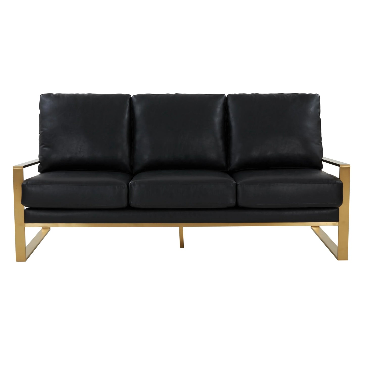 Jefferson 3-Seater Velvet/Leather Full Size Sofa in Stainless Steel - Elax Furniture