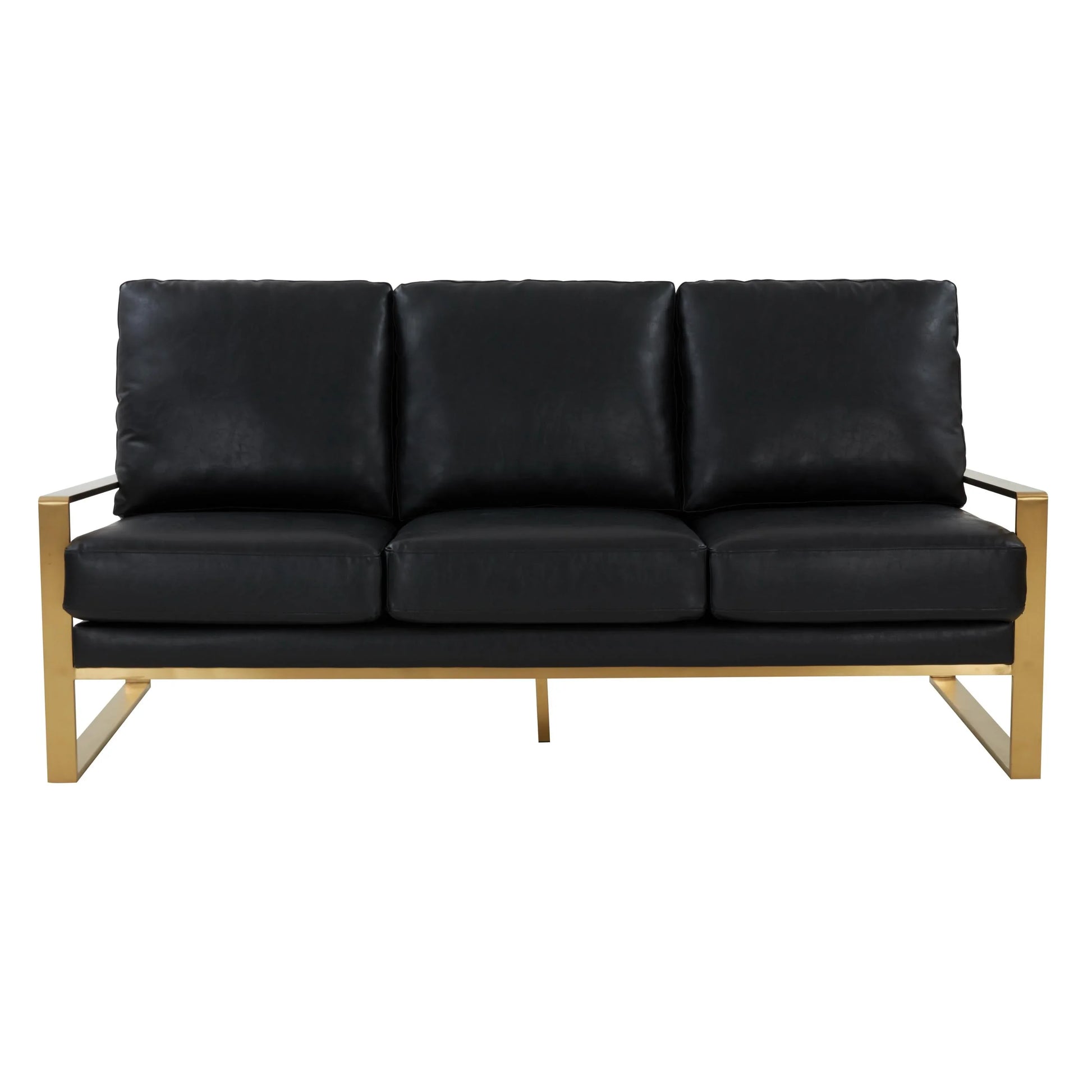 Jefferson 3-Seater Velvet/Leather Full Size Sofa in Stainless Steel - Elax Furniture