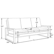 Jefferson 3-Seater Velvet/Leather Full Size Sofa in Stainless Steel - Elax Furniture
