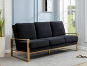 Jefferson 3-Seater Velvet/Leather Full Size Sofa in Stainless Steel - Elax Furniture