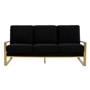 Jefferson 3-Seater Velvet/Leather Full Size Sofa in Stainless Steel - Elax Furniture